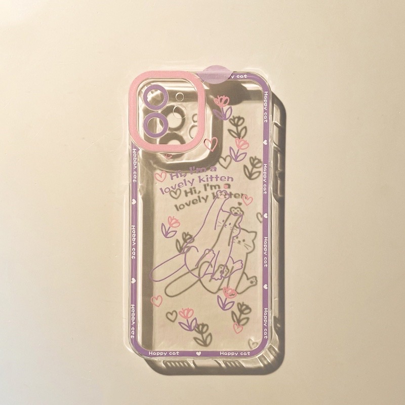(SIÊU RẺ) Ốp lưng iphone bảo vệ cam viền tím mèo lovely kitten 7plus/8/8plus/x/xr/xs/11/12/13/pro/max/plus/promax
