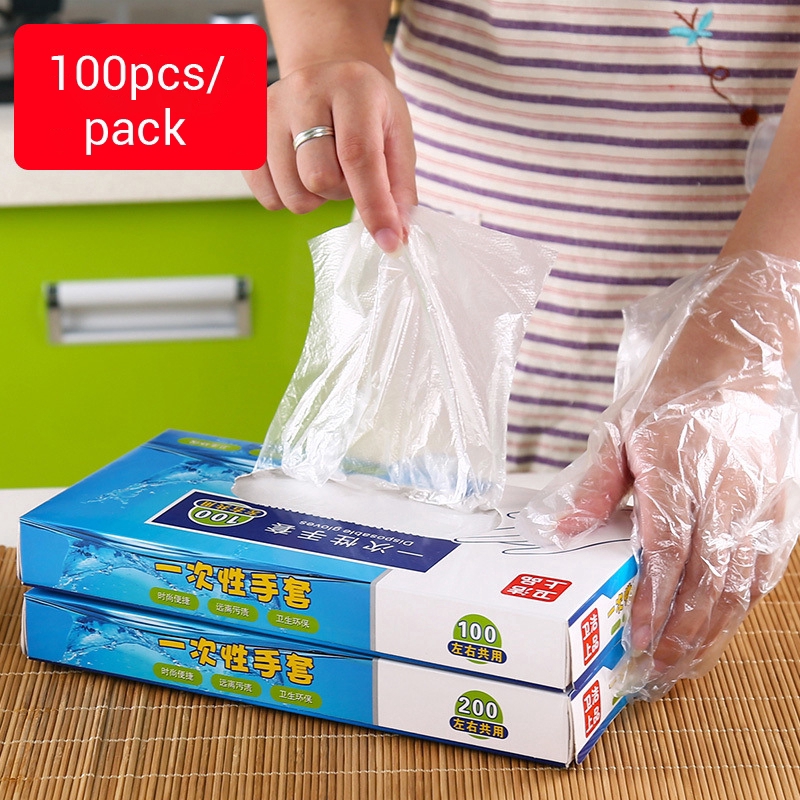 Set 100 Găng Tay Nilon Dùng Một Lần Tiện Dụng Vệ Sinh