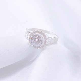 Nhẫn kim tiền mặt đá tròn-bạc kim hưng