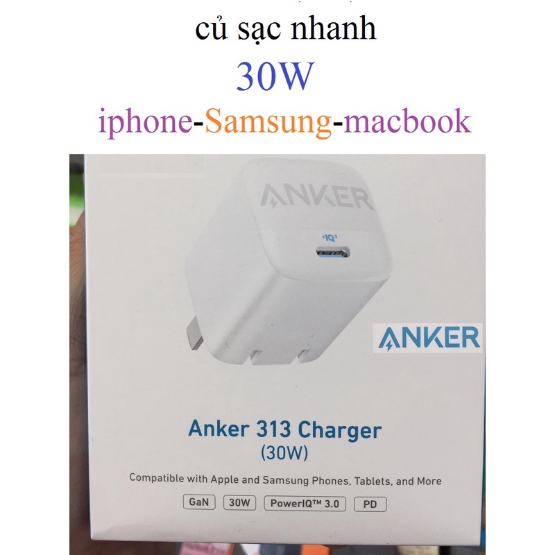 Sạc Anker 313 charger PD 30W sạc nhanh cho Smartphone/tablet/macbook (A2639)
