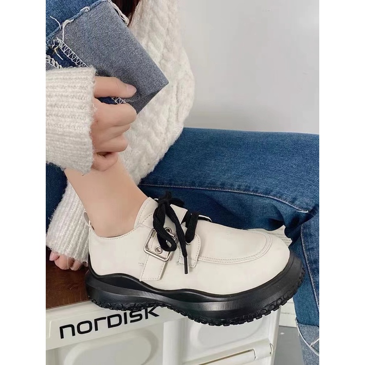 Giày Da Đế Dày Phong Cách Anh Quốc Thời Trang Cho Nữ