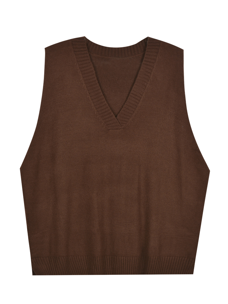 Áo sweater không tay dáng rộng phong cách Hàn Quốc sang trọng