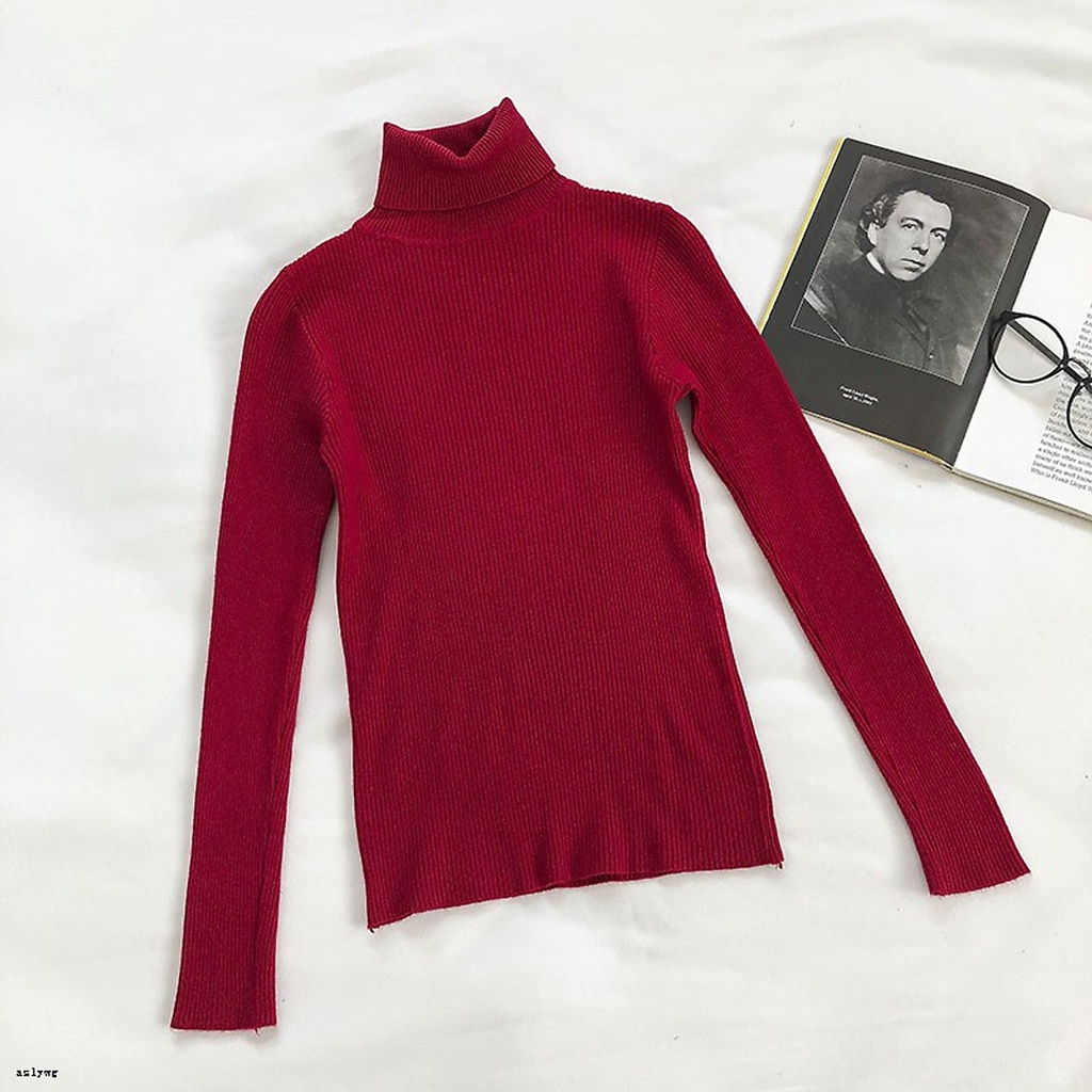 Áo len CỔ LỌ cao 15 phân DÀI TAY KIỂU ÔM BODY