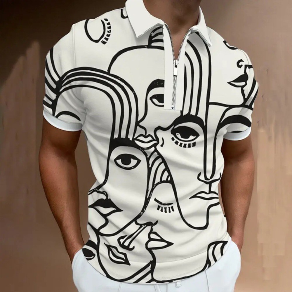 Áo thun đánh golf tay ngắn có khóa kéo thời trang năng động cho nam