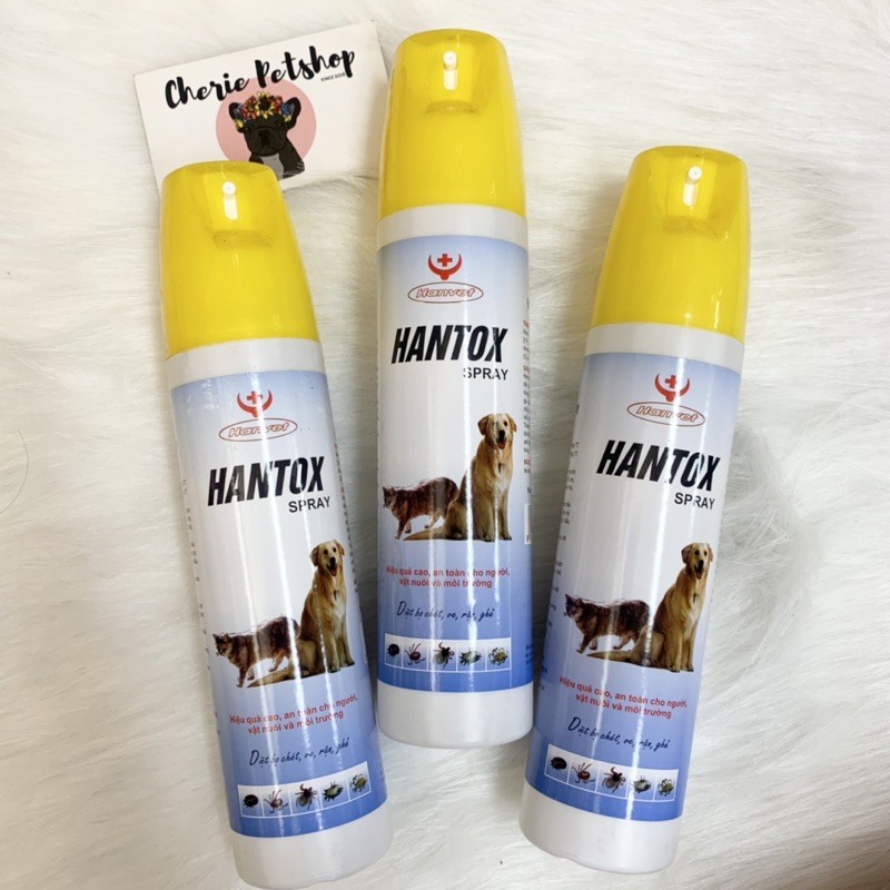 Chai Phun Xịt Ve, Ghẻ, Bọ Chét Chó Mèo Hanvet Hantox Spray  diệt hầu hết các loại ký sinh ở thú cảnh, gia cầm...