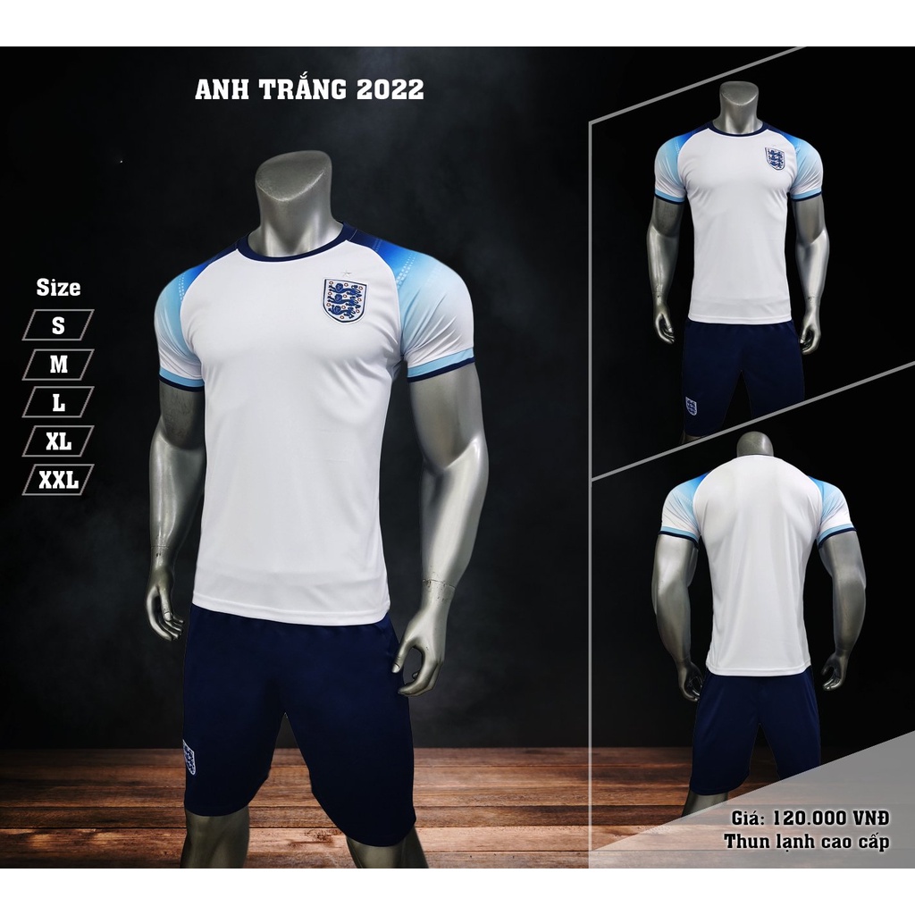 Bộ Quần Áo Bóng Đá Đội Tuyển Anh 2023 Logo Thêu - Thun Lạnh Cao Cấp, Không Nhăn, Không Xù Lông B17