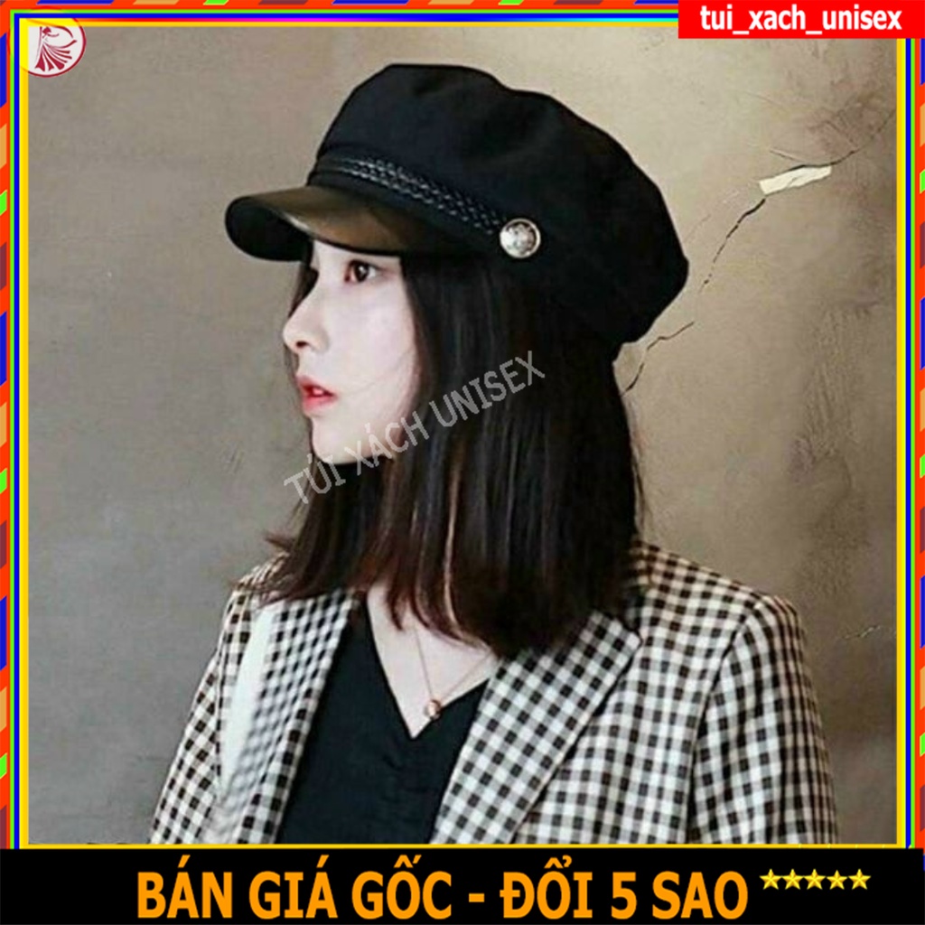❤️ SIÊU HÓT - DU LỊCH ❤️ Mũ Beret Nồi Nữ Kiểu Dáng Hàn Quốc - Nón lưỡi chai mỏ da cực ngầu phối dây thừng đen M22