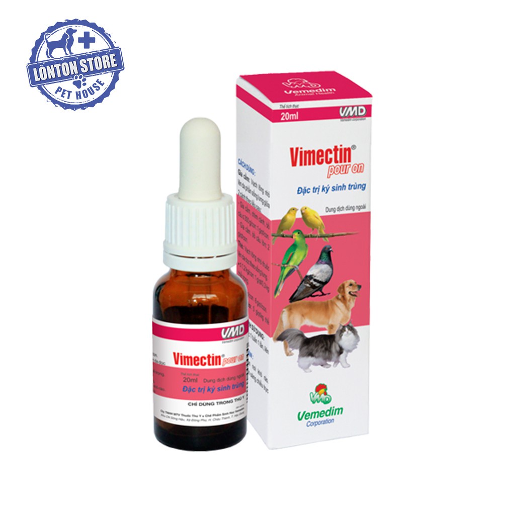 VEMEDIM Vimectin Pour On - Nhỏ gáy Phòng Ve, Bọ Chét, Rận, Mạt Gà Cho Chó Mèo Và Vật Nuôi  - Lonton Store