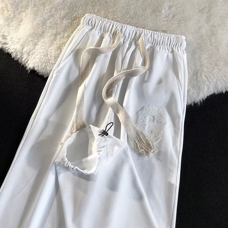 Quần Dài Dây Rút Dáng Rộng In Chữ Phong Cách Hàn Quốc Thời Trang Thường Phục Cho Nam Và Nữ
