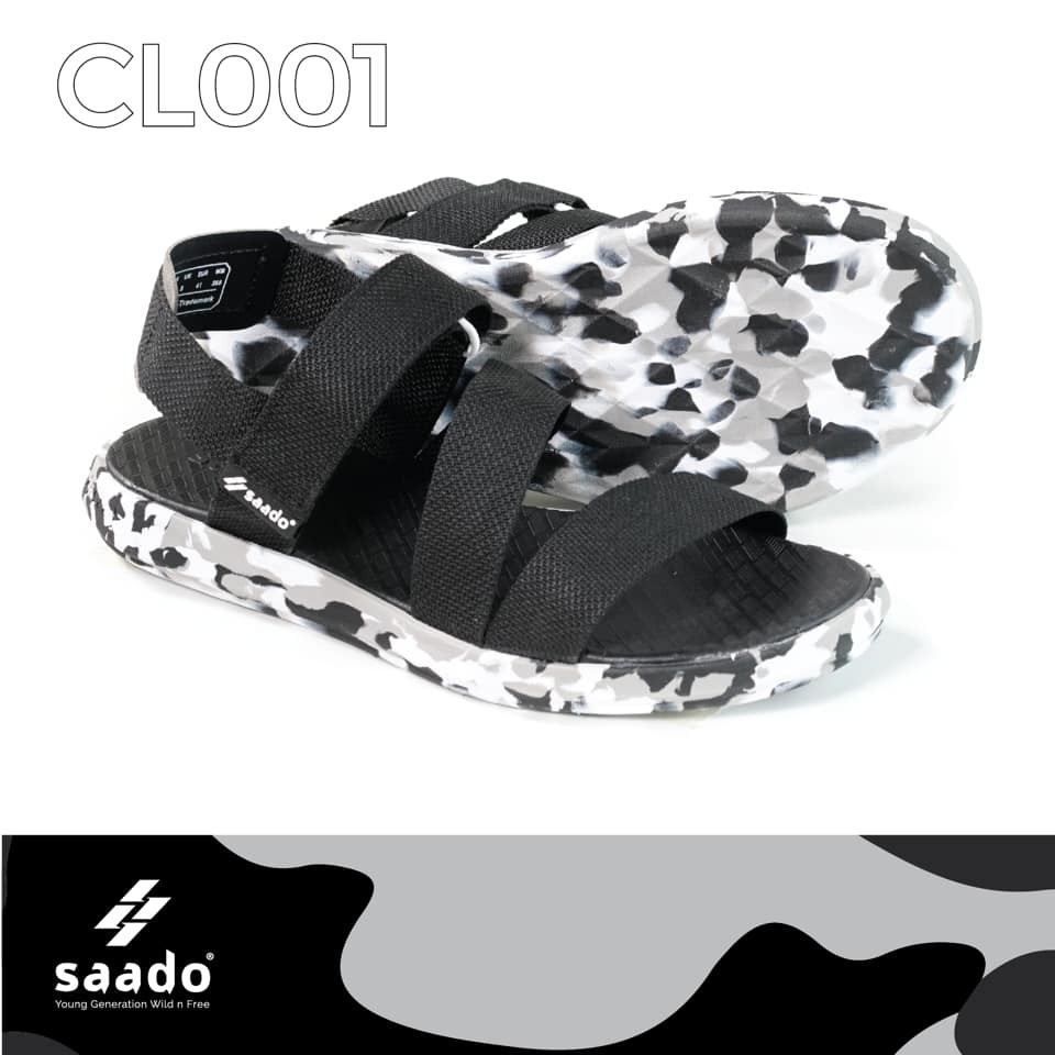 Dép sandal nam nữ SAADO camo đen lính đi học, đi chơi [HÀNG CHÍNH HÃNG]