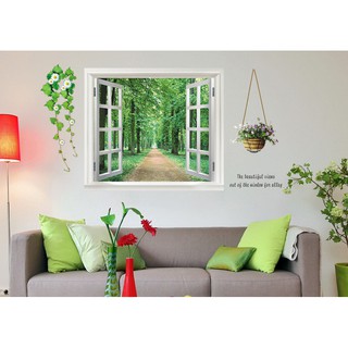 Decal dán tường - Giấy dán tường - Cửa sổ rừng xanh - 3D - AY823 thumbnail
