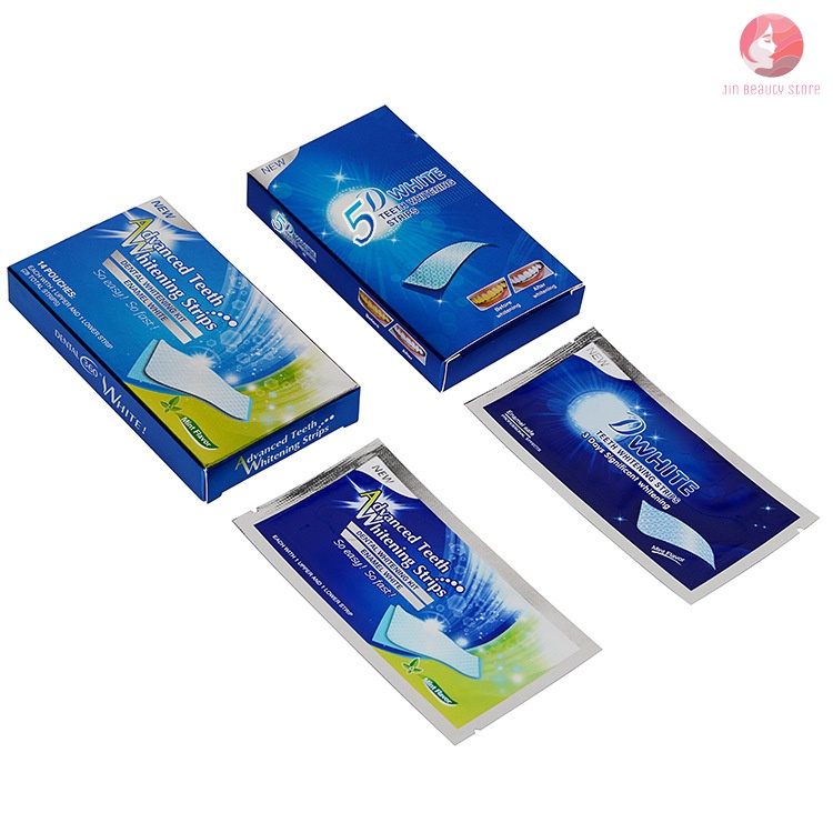 Miếng dán trắng răng 5D White Teeth Whitening Strip an toàn, không mòn răng, hạn chế buốt răng