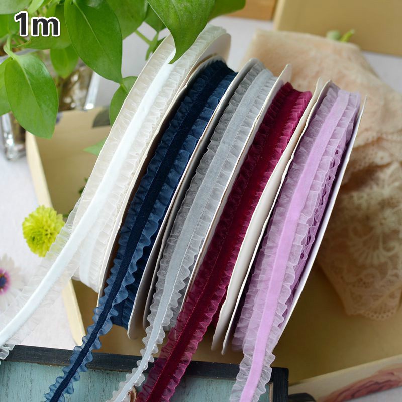 Cuộn Dây Ruy Băng 1m Bằng Vải Nhung Co Giãn Trang Trí Vòng Cổ