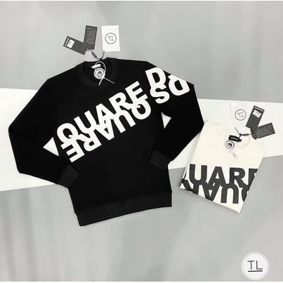 áo thun dài tay DSQ in chéo , from rộng phông nam nữ unisex , chân cua da cá