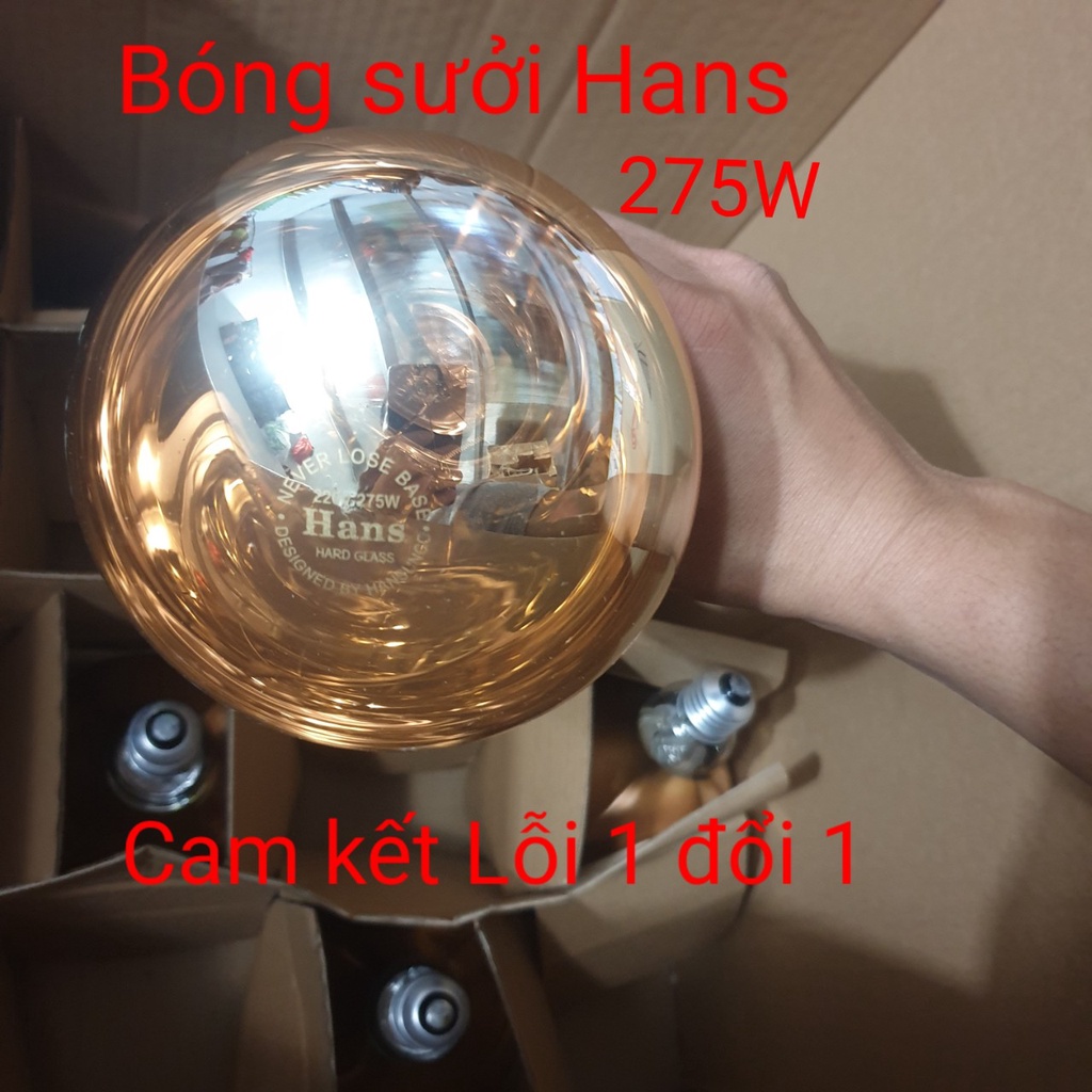 Bóng sưởi nhà tắm thay thế, Bóng đèn sưởi màu vàng chống loá chống cháy nổ công suất 275W