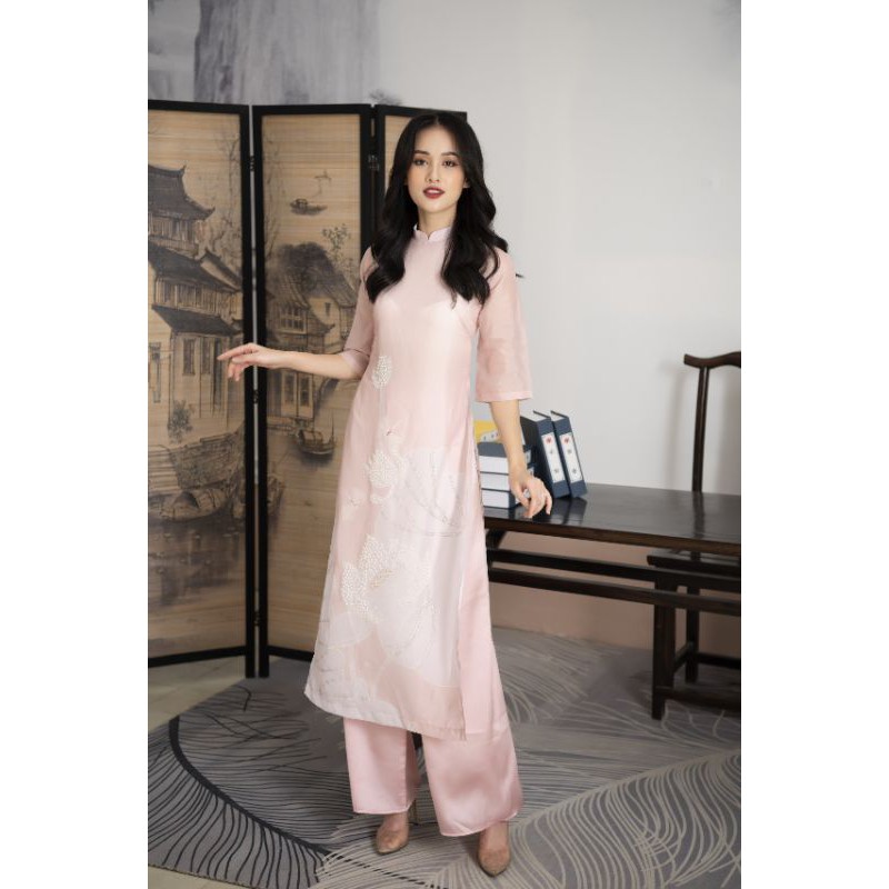 🎀ÁO DÀI CÁCH TÂN TƠ ÓNG 4 TÀ KẾT HỌA TIẾT🎄