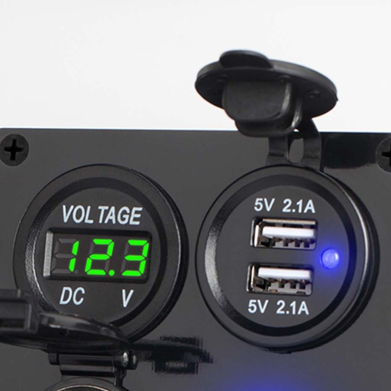 Ổ Cắm Sạc Hai Cổng USB 2 1A 2 1A Có Công Tắc Đèn LED Hiển Thị Điện Áp 12V Cho Xe Hơi / Tàu Thuyền / SUV Ma