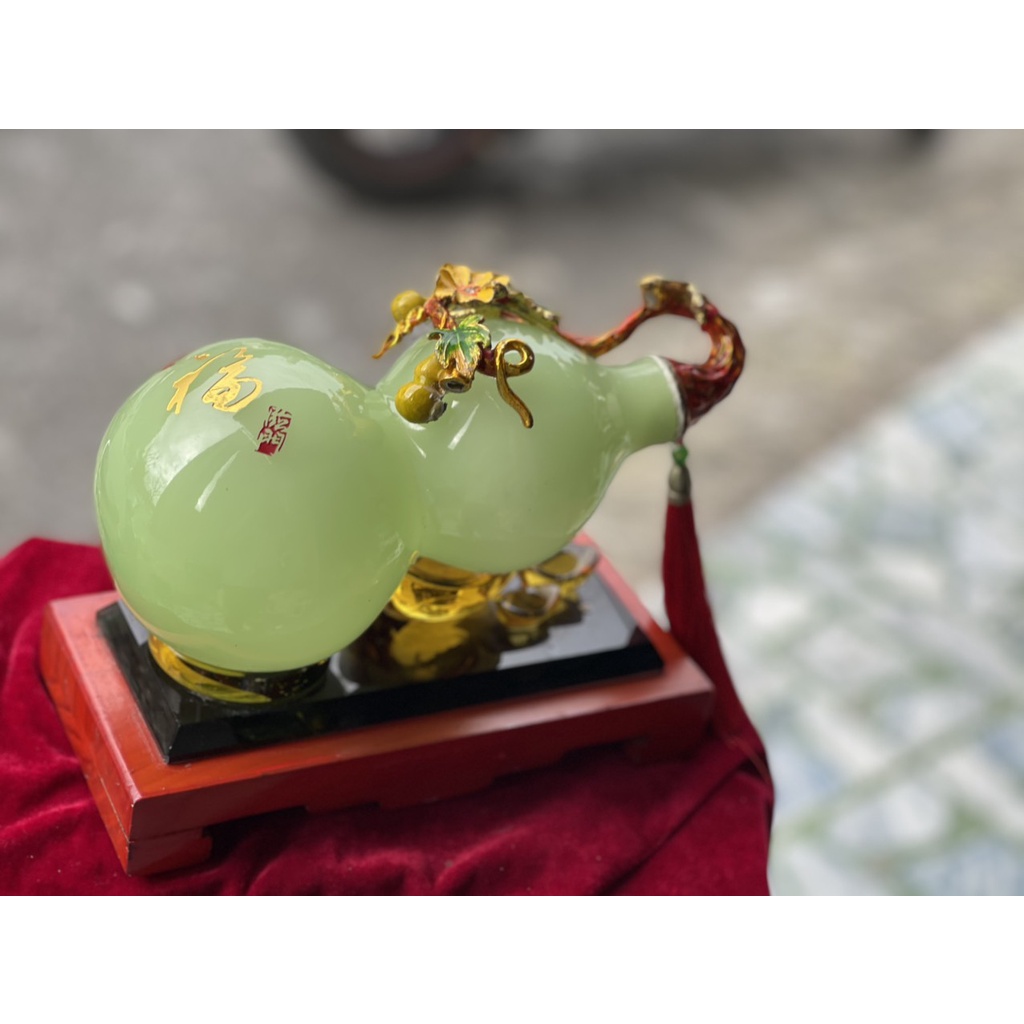 Tượng hồ lô đá mã não xanh chiêu tài giữ lộc mang may mắn cho gia chủ