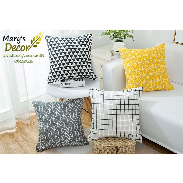 Gối tựa sofa Mary Décor - họa tiết Tam giác đen G-F02