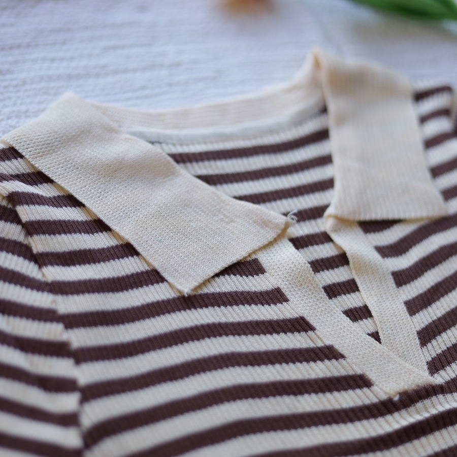 Áo len nữ mỏng có cổ cộc tay thu đông kẻ ngang 3 màu đẹp | BigBuy360 - bigbuy360.vn