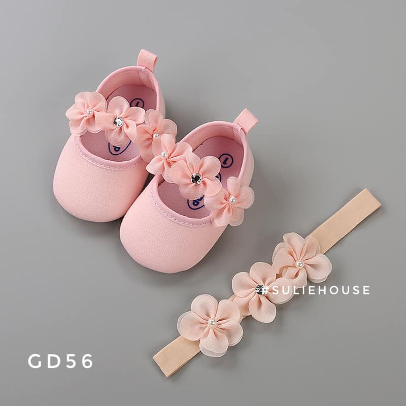 Set giày băng đô hoa cho bé - GD56