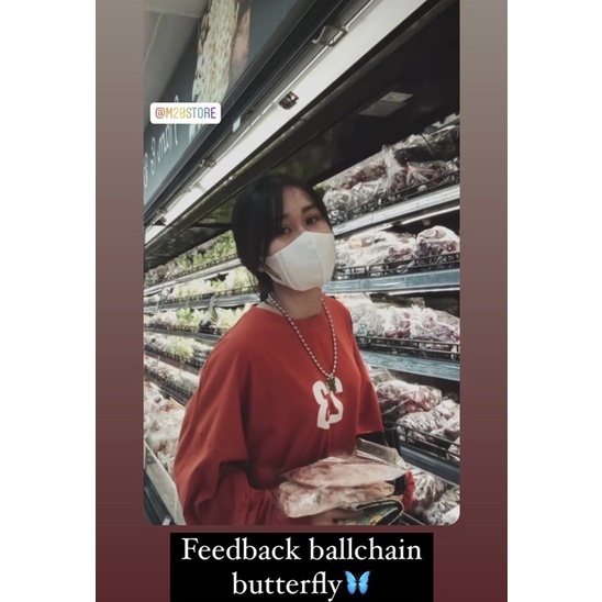 Vòng Cổ Ball Chain Hình Bướm Thép Titan Chống Gỉ, Vòng Cổ Nam Nữ Dạng Bi