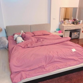 Bộ chăn ga gối cotton tici hồng đỗ