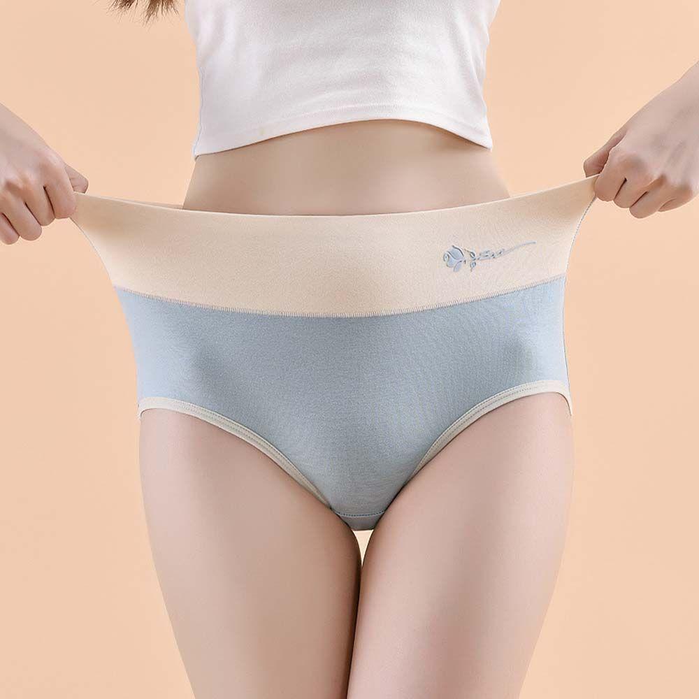 Quần Lót Cotton Lưng Cao Thoáng Khí Nâng Hông Màu Sắc Tương Phản Kháng Khuẩn Cho Nữ