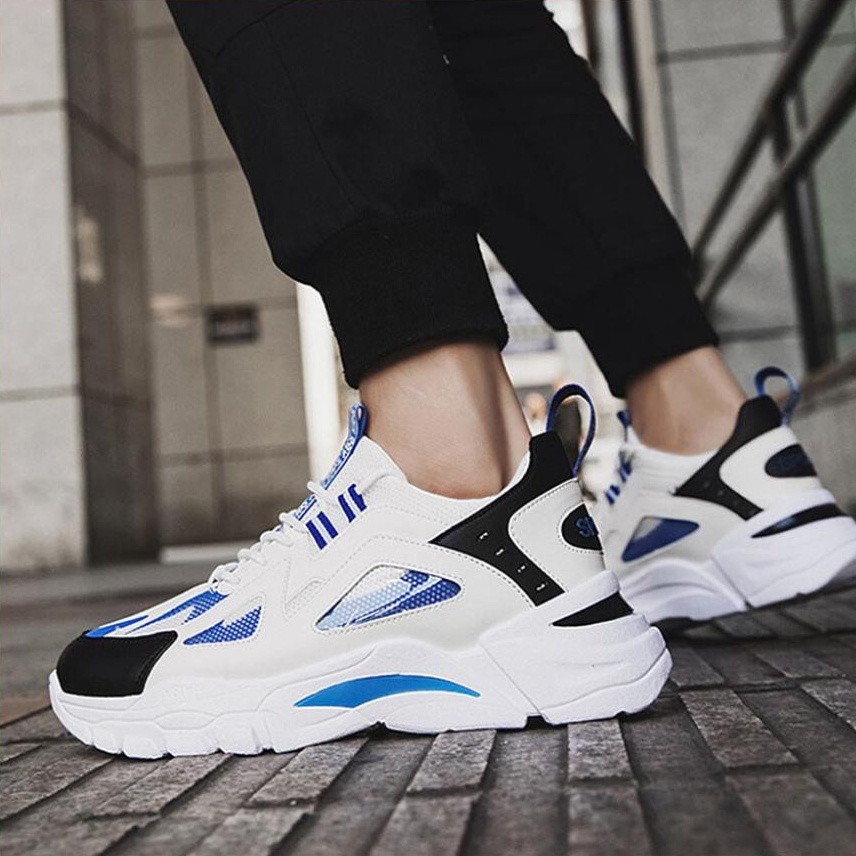 Giày thể thao sneaker nam HUTA GS033 màu trắng xanh, da tổng hợp cao cấp, đế chống trượt