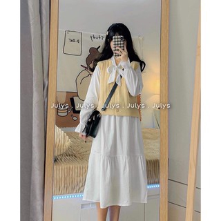 🔥HOTTREND🔥Váy Babydoll Trắng Nơ Ngực 🦋 Đầm Nữ Tay Bồng Dáng Suông 🦋 | BigBuy360 - bigbuy360.vn
