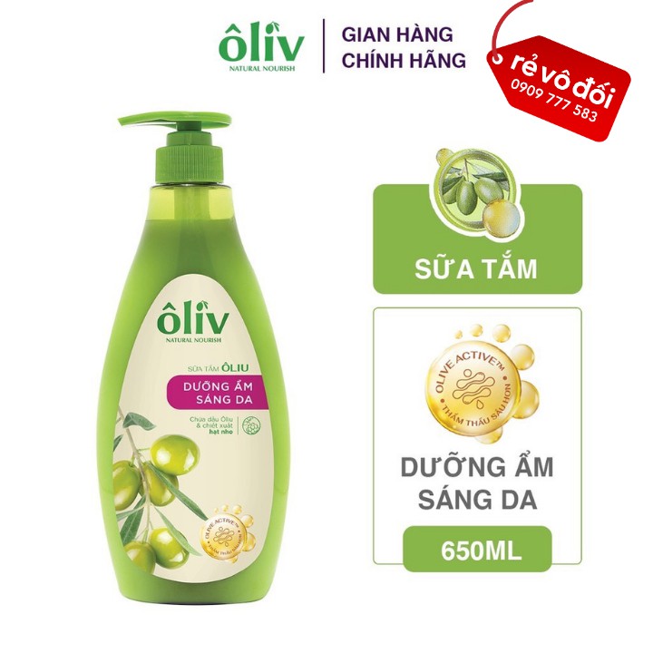 [ Mẫu mới ] Một chai sữa tắm dưỡng ẩm Oliv mềm mịn hoặc sáng da 650ml - Hàng công ty