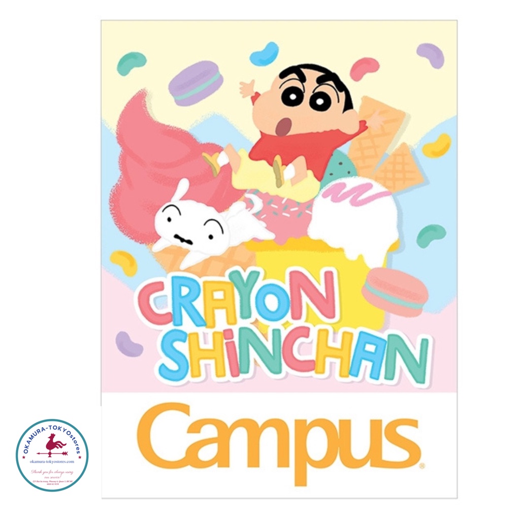 Vở 96 trang 4 ô ly khổ A5 Campus Shinchan, bìa vở dễ thương bề mặt giấy láng mịn cho các bé