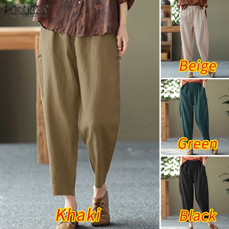 Quần dài nữ Zanzea ống rộng phong cách vintage thời trang