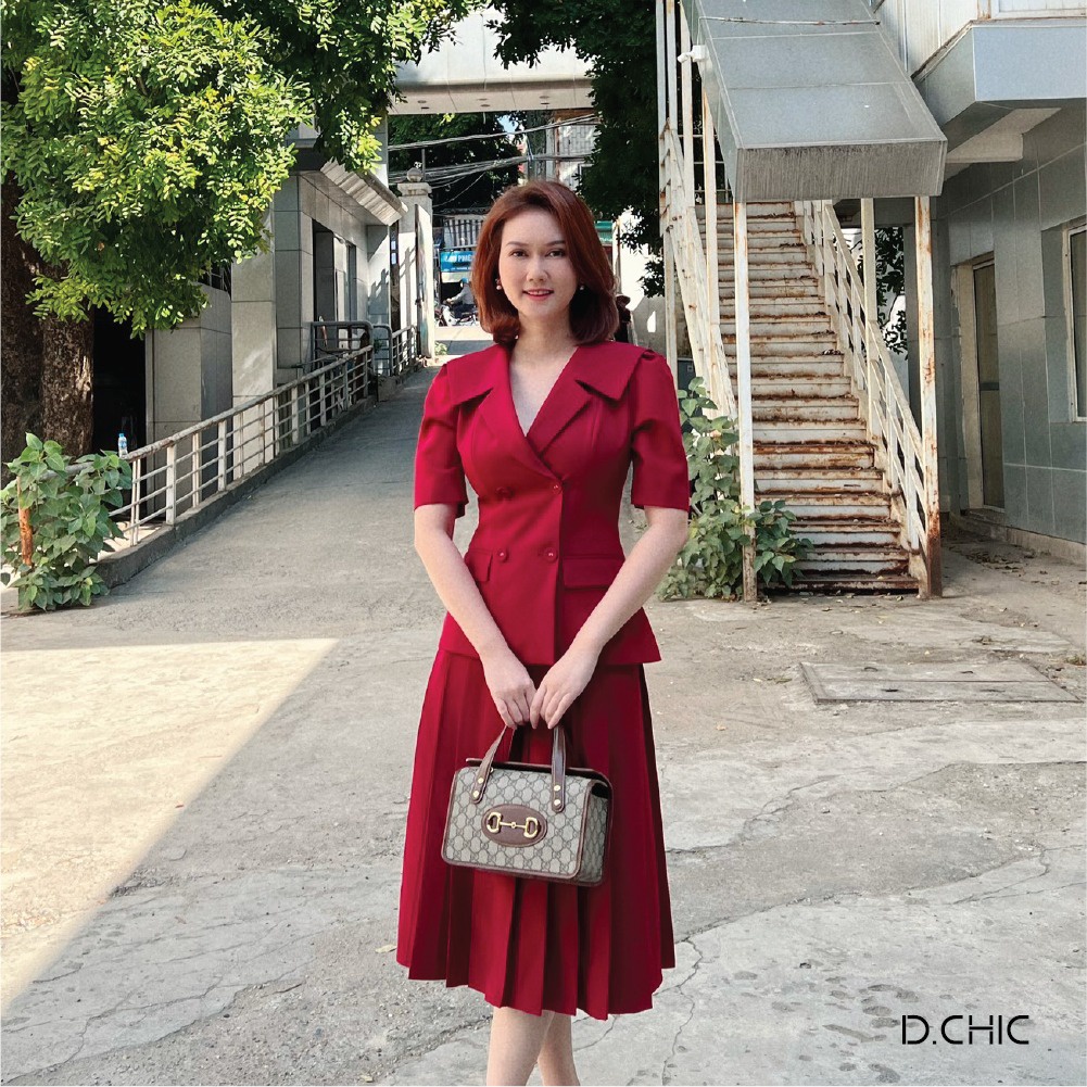 Áo vest cổ 2 ve bản lớn tay cọc D.CHIC MS: 1811723