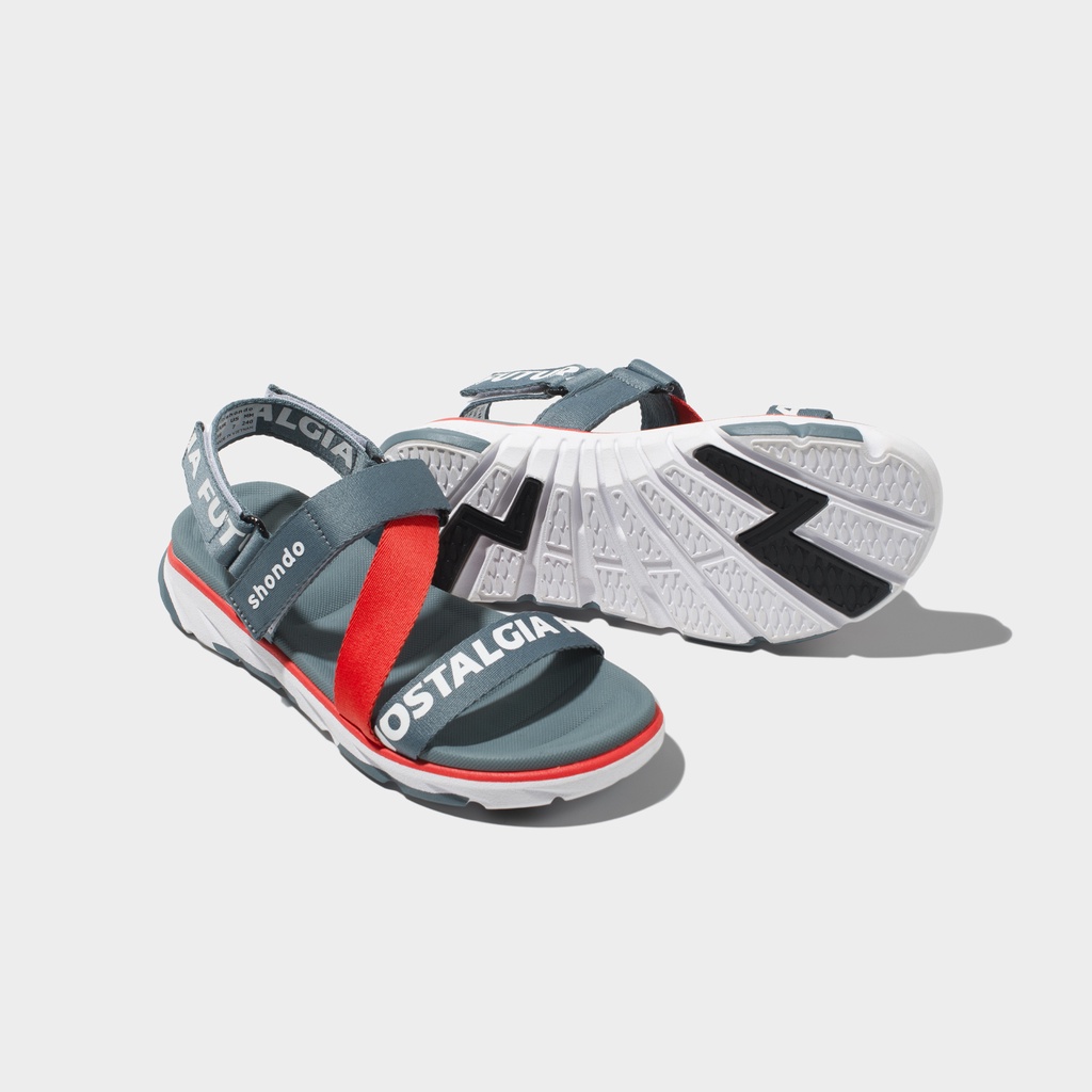 Giày Sandals Nam Nữ Shondo F6 Future Xám Đỏ F6S0026