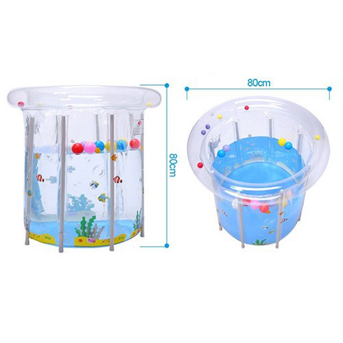 Set Bể bơi phao tròn kèm phao cổ, bơm chân cho bé sơ sinh size lớn 80x80cm hiệu Dolphin