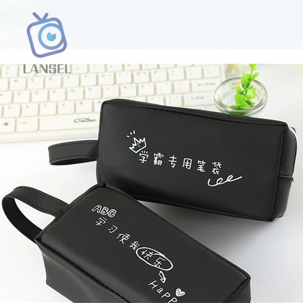 Hộp đựng bút PVC dẻo màu đen thời trang cho học sinh