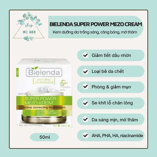 Kem dưỡng da Bielenda Super Power Mezo cho da dầu mụn trắng sáng, căng bóng, mờ thâm 50ml