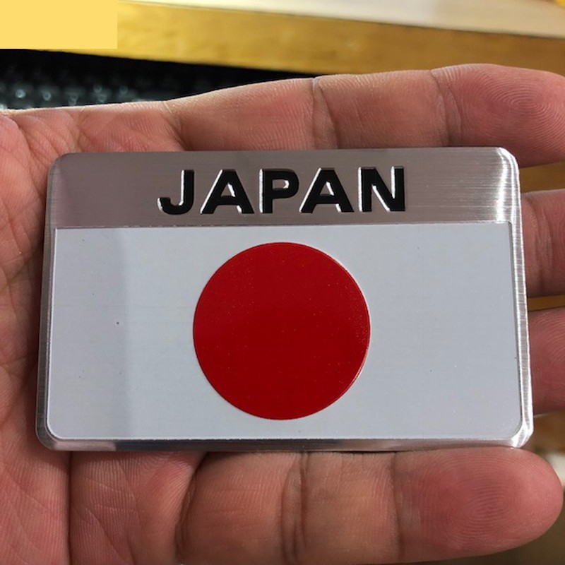 Tem nhôm Logo nhôm hình lá cờ Nhật Bản JAPAN trang trí xe