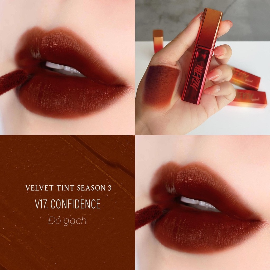 ( Sẵn - Version 3 ) Son kem Merzy Velvet Tint Ver 3 Vỏ Đỏ / Vỏ Xanh/ Vỏ Vàng V13 - V22 | Heritage | Thế Giới Skin Care