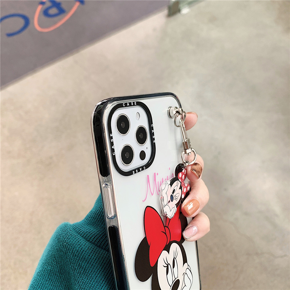Ốp điện thoại in hình Mickey Minnie gắn dây cho IPhone 12pro max 12 mini 11Pro Max XS Max XR SE 2020 6 6s 7 8 Plus | BigBuy360 - bigbuy360.vn