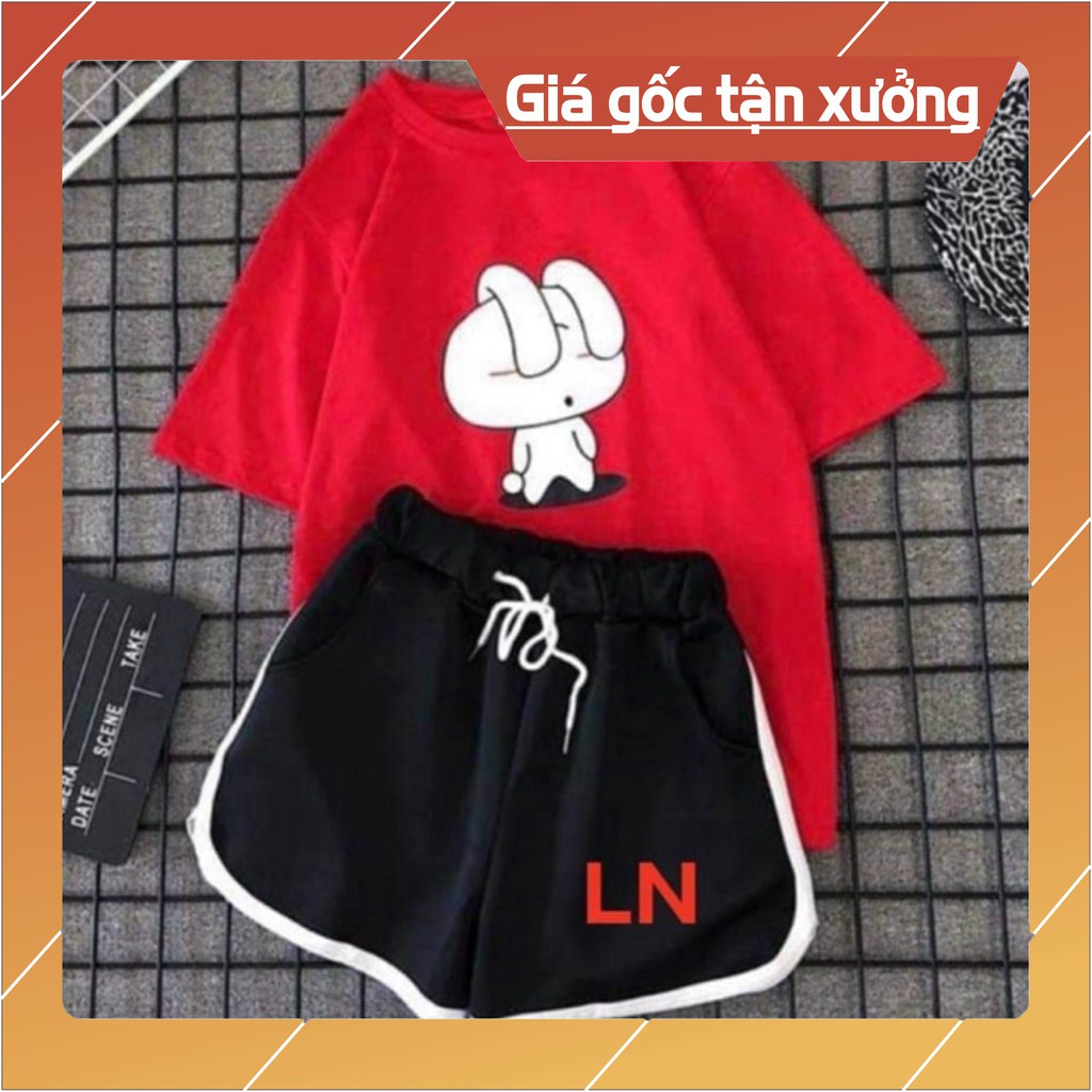 Sét áo thỏ tai cụp + quần đùi viền LN12