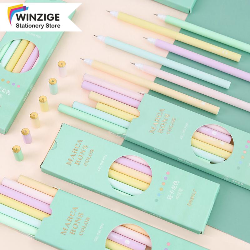 Bộ 6 Bút Mực Gel Ngòi 0.5mm Màu Macaron Đáng Yêu