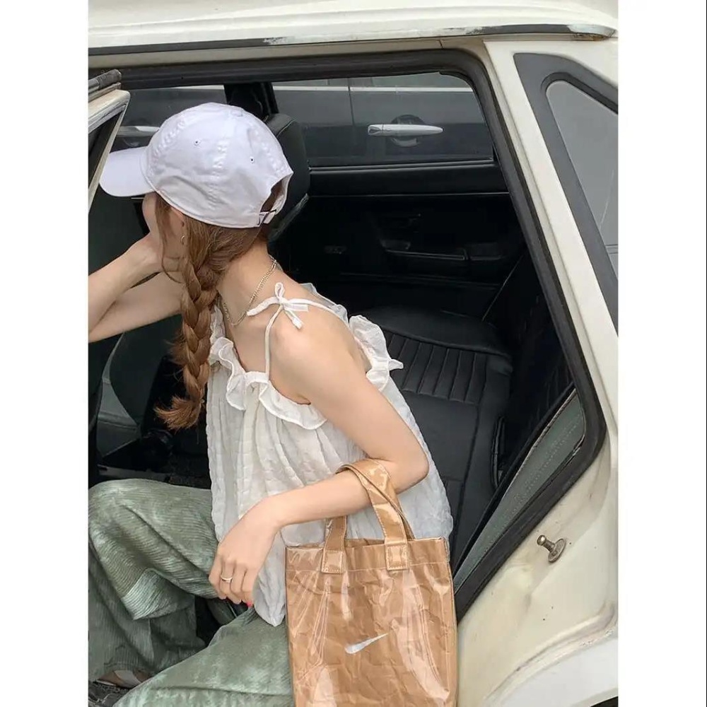 Áo hai dây cổ tròn phối ren thời trang Hàn quốc cho nữ