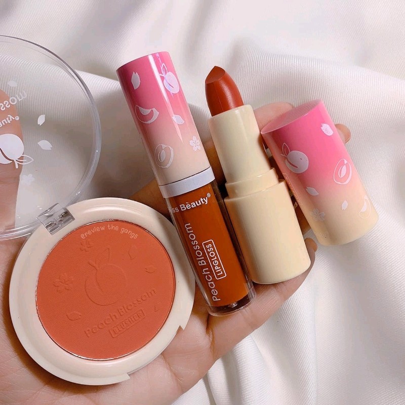 ❤️ Set Trang Điểm 3 Món Peach Blossom Makeup Siêu Dễ Thương (Son Kem+ Son Sáp+ Phấn Má )❤️-Z16-K9T4