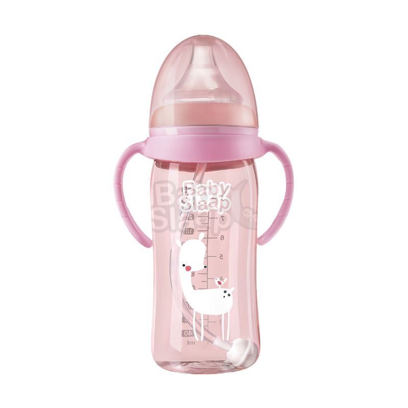 Bình sữa cổ rộng BABY SLAAP có tay cầm thiết kế chống sặc kèm núm ti silicon cao cấp 240ml