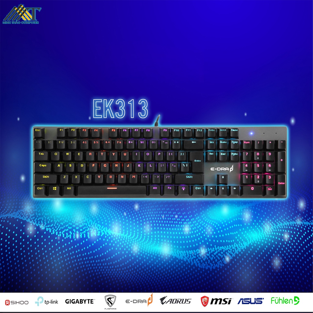 Bàn phím cơ Edra EK313 LED Rainbow  BẢO HÀNH 24 THÁNG CHÍNH HÃNG