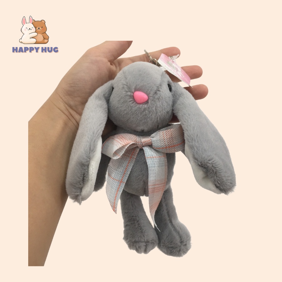 Móc khóa thỏ bông cao cấp size 18cm lông nhung mịn cao cấp - Happy Hug