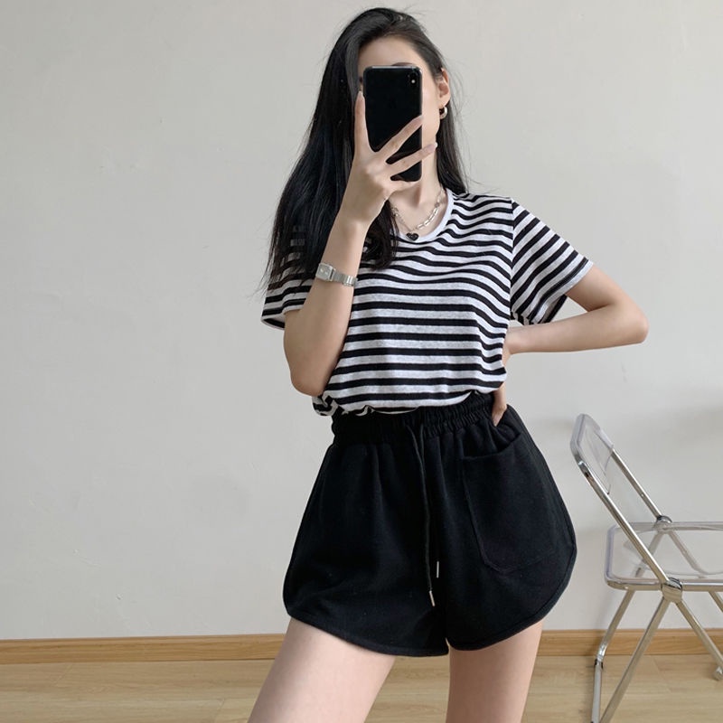 COZOK Quần Short Lưng Cao Ống Rộng Kiểu Hàn Quốc Dễ Phối Đồ