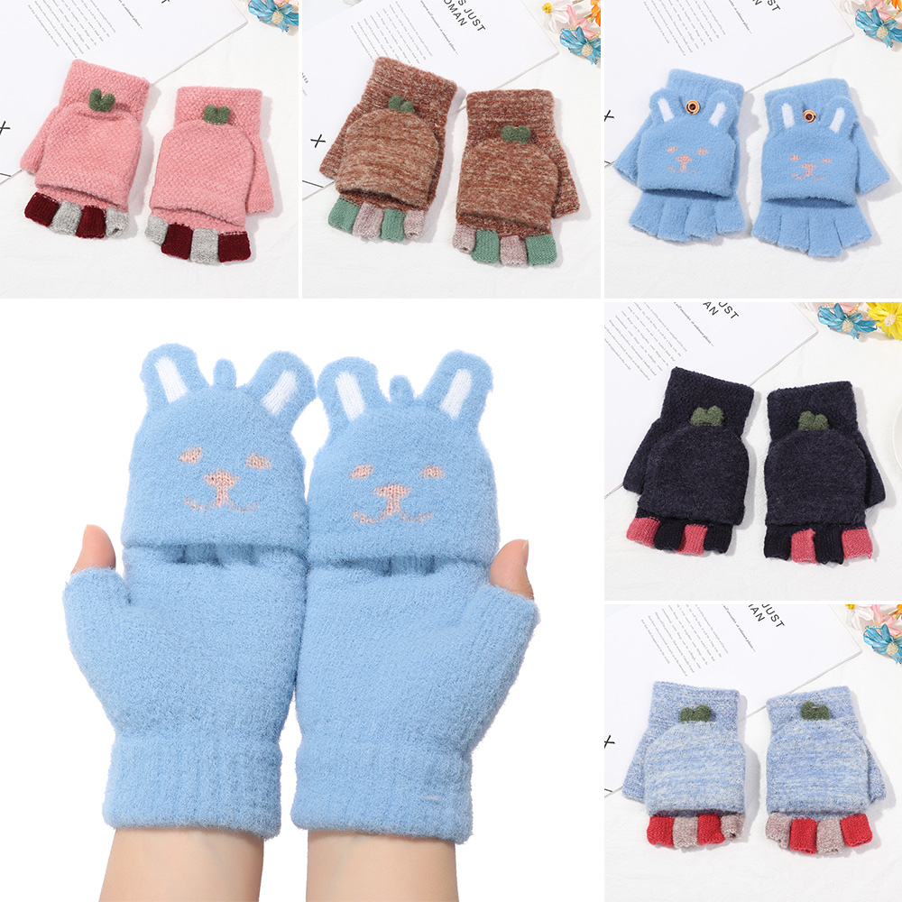 Găng tay hở ngón giữ ấm trong mùa đông thiết kế xinh xắn đáng yêu